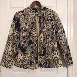 Silk Land Navy Blue and Tan Jacket Size L